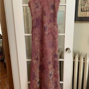 Elegant muted Floral-Print Maxi formal Dress with scarf